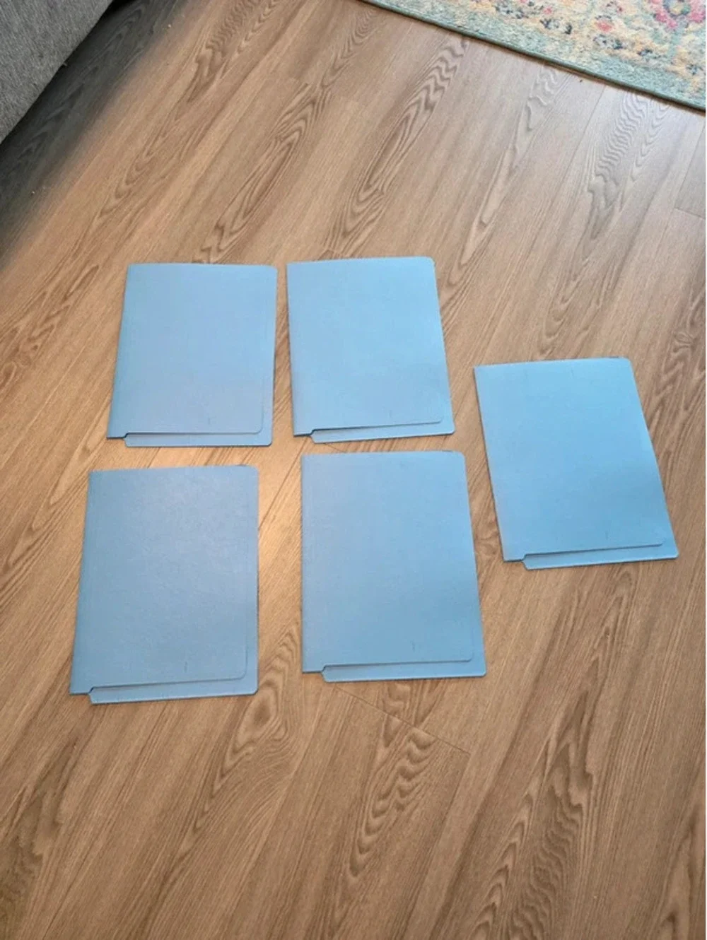 Set of 5 Light Blue File Folders